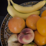 fruitschaal, banaan, grapefruit, wilde perzik, sinaasappel